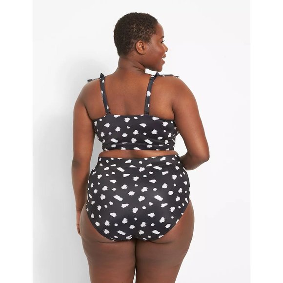 Lane Bryant Giraffe Dot No Wire Ruffle Swim Bikini Top 16 - Picture 4 of 4
